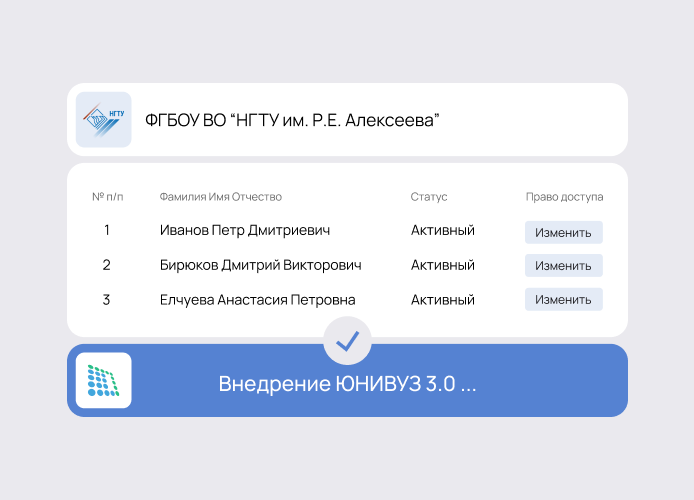 Внедрение цифрового решения ЮНИВУЗ-3.0 в ФГБОУ ВО «НГТУ им. Р.Е. Алексеева»